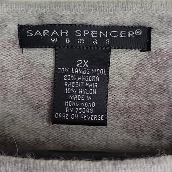 Sarah Spencer Paisley Lambs Wool, Angora Rabbit Hair Sweater, Size 2X - Picture 4 of 6